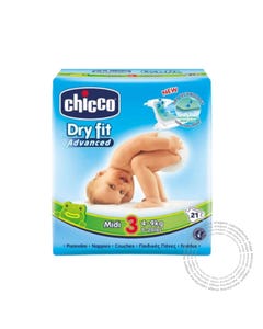 Fraldas Chicco Dry Fit Médio, Tamanho 3 (4 a 9 Kg) 21 unidades 